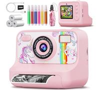 NXPZ Appareil Photo Instantané Enfants, Caméra HD 1080P avec Écran de 2,4 Pouces, avec Carte 32GB, 3 Rouleaux de Papier Photo et Crayons de Couleur, pour Filles et Garçons de 3 à 12 Ans