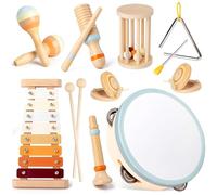 NXPZ Instruments de Musique pour Bébé, Jouets Musicaux Montessori pour Enfants, Ensemble d'Instruments de Percussion en Bois, Cadeau pour Enfants de 1 2 3 4 5 Ans Filles et Garçons (8 in 1)