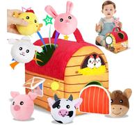 NXPZ Jouet pour Bébé de 6 à 12 Mois, Jouet Montessori pour Bébé, ouet Sensoriel de Ferme avec Animaux en Peluche Douce et Miroir, Cadeau pour Filles et Garçons de 3 6 9 12 Mois