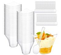 NXPZ Lot de 50 Tasses à Dessert, 100 ml Verrines en Plastique, Verrines à Dessert Réutilisables pour Desserts, Mousses, Puddings, Glaces, Fêtes de Desserts et Pique-Niques