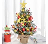 NXPZ Mini Sapin de Noël, Sapin de Noël Artificiel 55 cm, Sapin de Noël de Table, avec Lumineux LED et Ornements Suspendus, pour Deco Noel Interieur Maison Décoration de Table