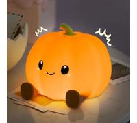 NXPZ Veilleuse Enfant Citrouille, Veilleuse Enfant Mignonne, Lampe de Chevet avec Minuterie, Dimmable Tactile, 3 Niveaux de Luminosité, Rechargeable USB, Cadeau pour Garçons et Filles