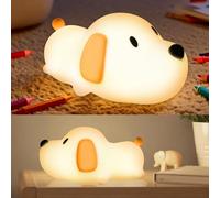 NXPZ Veilleuse Enfant, Mignonne Veilleuse Chien en Silicone, Lampe de Chevet à Luminosité Réglable avec Fonction Minuterie 30/60 Minutes, Rechargeable par USB pour Salon, Chambre d'Enfant