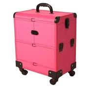 NXSLONE Valise de Maquillage,Mallette Cosmétique, Trousse de Maquillage à roulettes, très Grande capacité, verrouillable, poignée en métal, roulettes universelles à 360°(Pink)