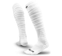 Nxtrnd XTD Chaussettes de football extra longues rembourrées pour homme et garçon, avec nervures, blanc, Medium
