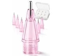 NXVX Lot de 6 pointes de stylet argentées 3.0 (rose translucide) - Lot de recharge esthétiques compatibles avec Apple Pencil Pro/2{^>e<^} génération/1ère génération/USB-C, pointes de rechange kawaii