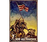 NY-21 Poster militaire Battle of Iwo Jima Now All Together pour recrutement des marines 20,3 x 30,5 cm