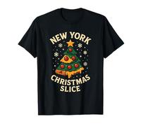 NY Christmas Slice Chemise de Noël Motif Arbre à Pizza T-Shirt