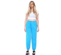 NY Deluxe Edition Bas de jogging surdimensionné décontracté en polaire pour femme - Bas de jogging élastique à revers - Taille UK 6 à 12 (Turquoise, 12)