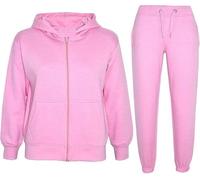 NY Deluxe Edition Ensemble de survêtement 2 pièces uni à capuche zippé et pantalon de jogging slim fit avec poches pour femme, rose bébé, 40
