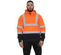 NY Deluxe Edition Sweat à capuche bicolore haute visibilité pour homme avec bande réfléchissante, Orange, L-5XL