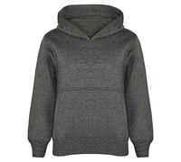 NY Deluxe Edition Sweat à Capuche pour Enfants Filles et garçons - Haut uni - Taille UK 5 à 13 Ans (9/10, Charbon)