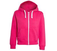 NY Deluxe Edition Sweat à capuche uni unisexe en polaire avec fermeture éclair pour enfants garçons et filles de 7 à 13 ans (rose vif, 11/12)