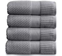 NY Loft Trinity Collection Trinity Lot de 4 Serviettes de Bain 100% Coton texturées et durables à séchage Rapide - 76,2 x 132,1 cm - Collection Trinity (Gris Anthracite)