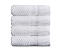NY Loft Trinity Collection Trinity Lot de 4 Serviettes de Bain 100% Coton texturées et durables à séchage Rapide - 76,2 x 132,1 cm - Collection Trinity (Blanc Vif)