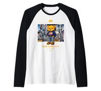 NY Teddy Bear New York City Stories - Cute Bear City Illustr Manche Raglan