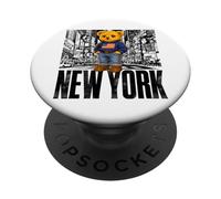 NY Teddy Bear New York City Stories - Cute Bear City Illustr PopSockets PopGrip Adhésif