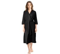 NY Threads Coton Mélange Tricoté Peignoir de Bain femme Douillet Léger Robe de Chambre (Noir, XL)