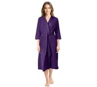 NY Threads Coton Mélange Tricoté Peignoir de Bain femme Douillet Léger Robe de Chambre (Violet, XL)