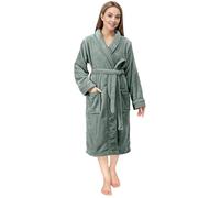 NY Threads Luxe Doux Robe de Chambre Femme Polaire Col Châle Douillet Peignoir de Bain (Gris, M)