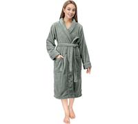 NY Threads Luxe Doux Robe de Chambre Femme Polaire Col Châle Douillet Peignoir de Bain (Gris, XL)