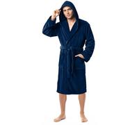NY Threads Luxe Doux Robe de Chambre Homme Polaire à Capuche Douillet Peignoir de Bain (Marine, M)