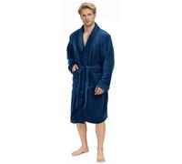 NY Threads Luxe Doux Robe de Chambre Homme Polaire Col Châle Douillet Peignoir de Bain (Marine, M)