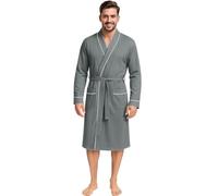 NY Threads Luxueux peignoir en coton léger pour homme, gris, Large