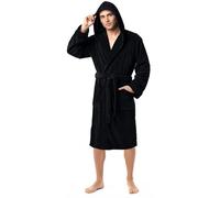 NY Threads Peignoir de bain long à capuche pour homme, en polaire, noir, Large-X-Large