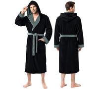 NY Threads Peignoir de bain long à capuche pour homme, en polaire, XXL/3XL