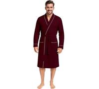 NY Threads Peignoir luxueux en coton léger pour homme, rouge vin, Large