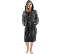 NY Threads Robe de Chambre à Capuche Pour Femmes Vêtements de Détente Doux et Douillets Vêtements de Nuit, Medium, Gris foncé