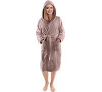 NY Threads Robe de Chambre à Capuche Pour Femmes Vêtements de Détente Doux et Douillets Vêtements de Nuit, Medium, Taupe