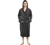 NY Threads Robe de chambre à capuche pour hommes, vêtements de nuit doux et confortables, Gris Foncé, Moyen