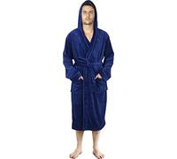 NY Threads Robe de chambre à capuche pour hommes, vêtements de nuit doux et confortables, Marine, Grande