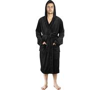 NY Threads Robe de chambre à capuche pour hommes, vêtements de nuit doux et confortables, Noir, XX-Grande