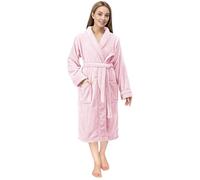NY Threads Robe de Chambre à Col Châle Pour Femme, Vêtements de Nuit et d'intérieur Doux et Douillets, Grand, Rose Clair