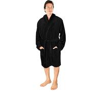 NY Threads Robe de chambre à col châle pour hommes, vêtements de nuit et d'intérieur doux et douillets, Noir, Très Grand