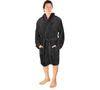 NY Threads Robe de chambre à col châle pour hommes, vêtements de nuit et d'intérieur doux et douillets, Gris Foncé, Moyen