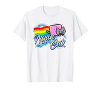 Nyan Cat Airbrush Style Rainbow Clouds Internet Meme T-Shirt