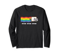 Nyan Cat Nyan Nyan Nyan Rainbow Funny Internet Meme Manche Longue