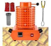NYANS Four De Fusion Électrique, Kit De Fusion 2200 W pour Bijoux Et Métaux Précieux, Régulation De Température Pid, Température Maximale 1150 °C, Creuset en Graphite Inclus Orange-2kg