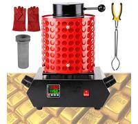 NYANS Four De Fusion Électrique, Kit De Fusion 2200 W pour Bijoux Et Métaux Précieux, Régulation De Température Pid, Température Maximale 1150 °C, Creuset en Graphite Inclus Red-2kg