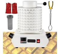 NYANS Four De Fusion Électrique, Kit De Fusion 2200 W pour Bijoux Et Métaux Précieux, Régulation De Température Pid, Température Maximale 1150 °C, Creuset en Graphite Inclus White-2kg