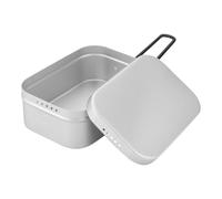 Nybhyjka Boîte à déjeuner - Boîte à déjeuner portable avec poignée pliable - Récipient alimentaire portable avec couvercle en aluminium Vaisselle de camping pour adultes, bureaux et randonnées