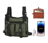 Nybhyjka Gilet lesté pour la marche - Sac de poitrine réglable et léger, bagage et équipement de voyage pour fitness, vélo, camping, marche en montagne, cyclisme, pêche, sport quotidien, Vert, Refer