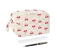 Nybhyjka Trousse à crayons mignonne - Sac de papeterie portable | Organiseur de stylos grande capacité pour règle en caoutchouc, artistes, voyageurs, école, enseignants, étudiants, adolescents, cerise