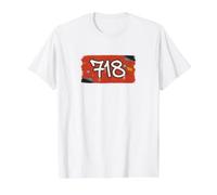 NYC 718 Code régional Graffiti New York Streetwear Grunge T-Shirt Graphique avec Valeur, Homme, Blanc, S