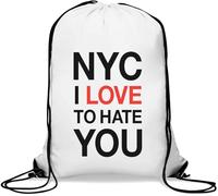 NYC Sac de gym décontracté avec cordon de serrage Inscription I Love to Hate You I Hate New York Blanc