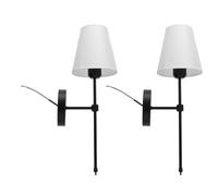 NYCBZ Appliques murales Ensemble de 2 Appliques de Salle de Bain Appliques murales Lampes murales industrielles rétro avec Abat-Jour en Tissu Blanc for Chambre à Coucher Salon Couloir Cuisine